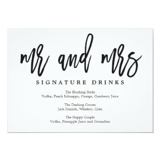 Wedding Signature Drinks Sign Brushed Calligraphy Card