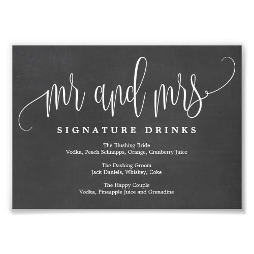 Wedding Signature Drinks Sign Choose Your Size