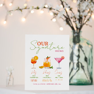wedding Signature Drinks Sign, Colorful Signature Foam Board