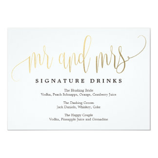 Wedding Signature Drinks Sign - Lovely Calligraphy Card