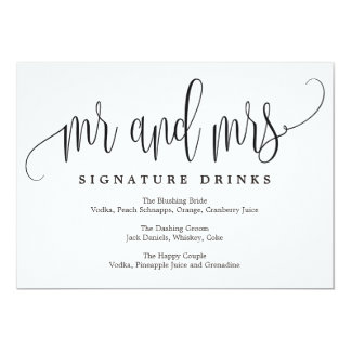 Wedding Signature Drinks Sign - Lovely Calligraphy Card