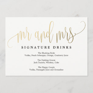Wedding Signature Drinks Sign - Lovely Calligraphy Invitation