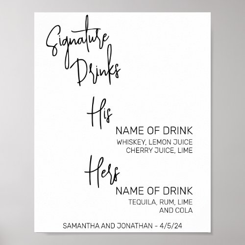 Wedding Signature Drinks Sign Minimalistic 