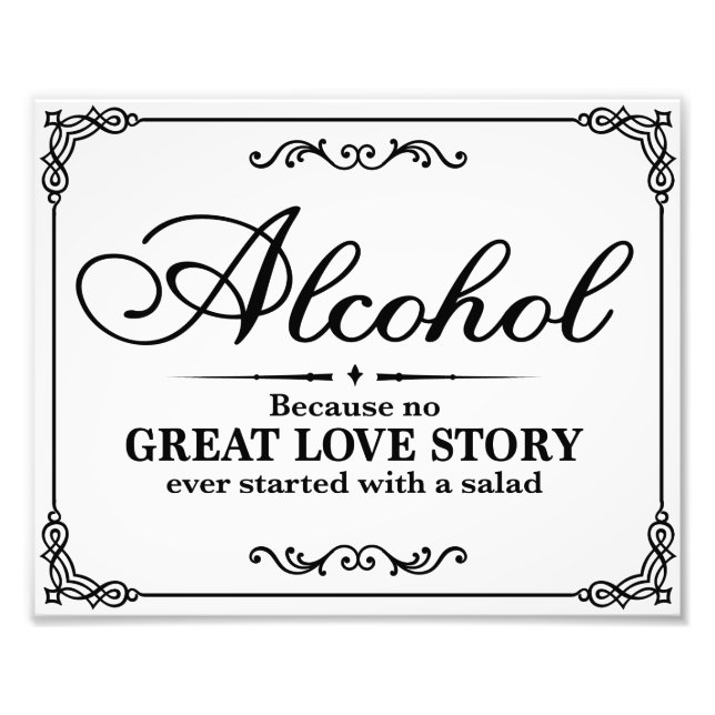 Wedding signs - Black & White - Alocohol - (Front)