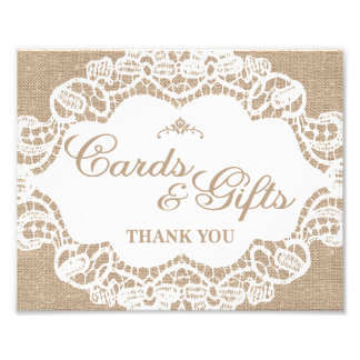 Wedding Signs - Burlap & Lace - Cards & Gifts -