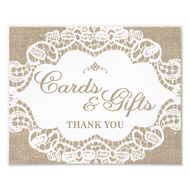 Wedding Signs - Burlap & Lace - Cards & Gifts - (Front)