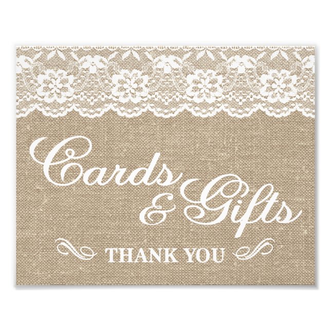 Wedding Signs - Burlap & Lace - Cards & Gifts - (Front)