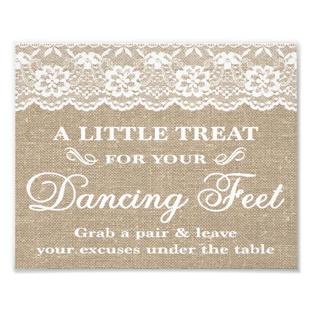 Wedding Signs - Burlap & Lace - Dancing Feet - (Front)