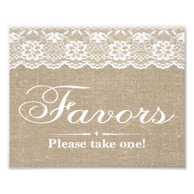 Wedding Signs - Burlap & Lace - Favors - (Front)