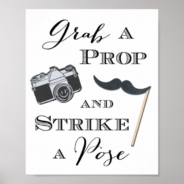 Wedding Signs Photobooth Poster Grab a Prop (Front)