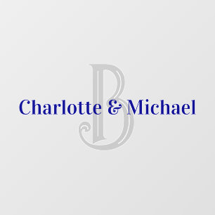 Wedding Silver Blue Monogram Elegant Script Names Floor Decals