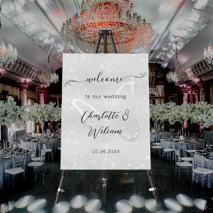 Wedding silver butterfly welcome foam board