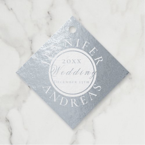 Wedding Silver Foil on White  wGrey Back Foil Favor Tags