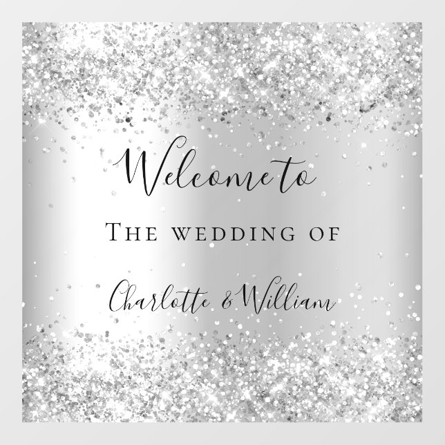 Wedding silver glitter sparkles welcome floor decals (Front)