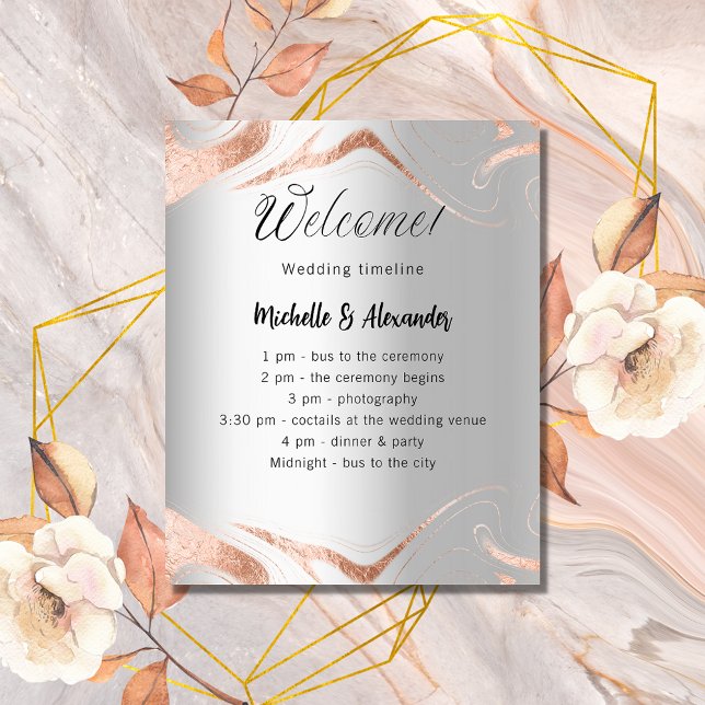 Wedding silver rose gold budget program timeline flyer (Creator Uploaded)