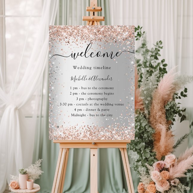 Wedding silver rose gold program timeline foam board (Creator Uploaded)