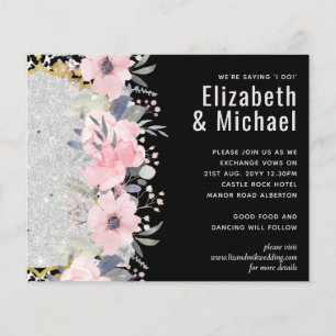 WEDDING - Silver Rosegold Floral Girly Glitter