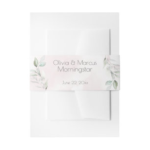 Wedding   Silver Sage Leafy Greenery Invitation Belly Band