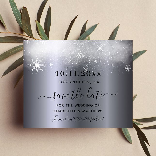 Wedding silver snow budget save the date flyer (Creator Uploaded)
