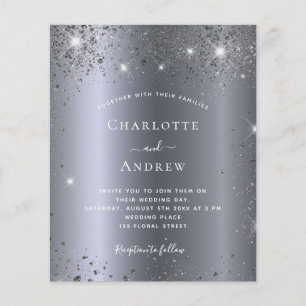 Wedding silver sparkle glam budget invitation flyer