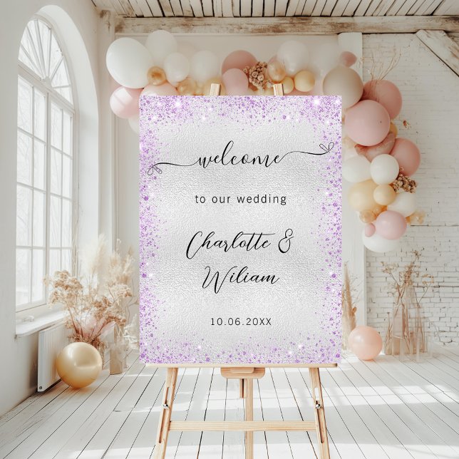 Wedding silver violet sparkles welcome sign (Creator Uploaded)