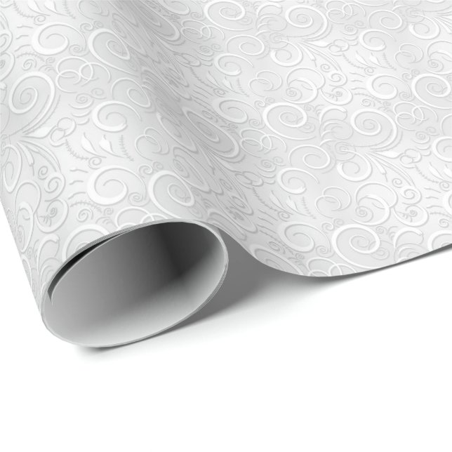 Wedding Silver White Christmas Luxury Clean Fancy Wrapping Paper (Roll Corner)