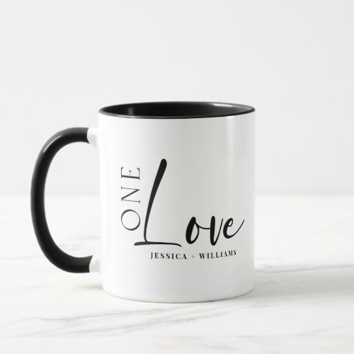 wedding simple and elegant typography one love mug
