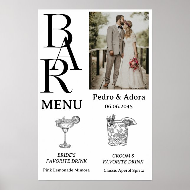 Wedding Simple Bar Menu Poster (Front)