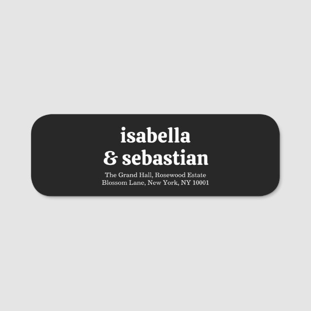 Wedding Simple Black Retro Font Name Tag