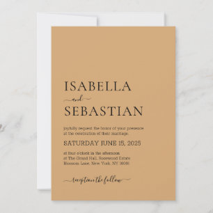 Wedding Simple Burly Wood Invitation
