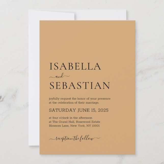 Wedding Simple Burly Wood Invitation (Front)