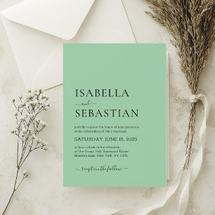 Wedding Simple Dark Sea Green Invitation