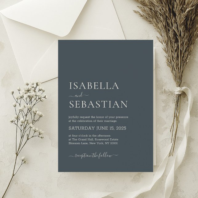 Wedding Simple Dark Slate Blue Invitation (Creator Uploaded)