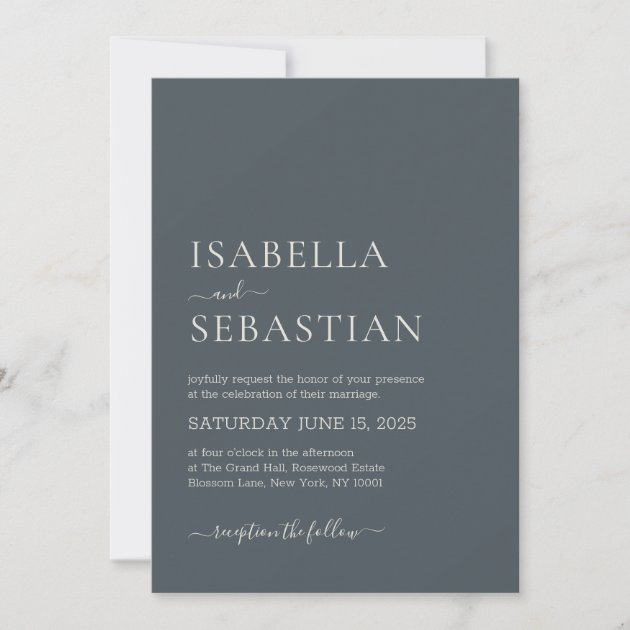 Private: Wedding Simple Dark Slate Gray Invitation