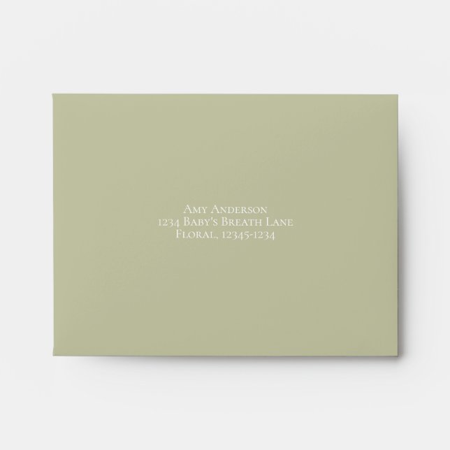 Wedding Simple Elegant Sage Greenery RSVP Envelope (Front)
