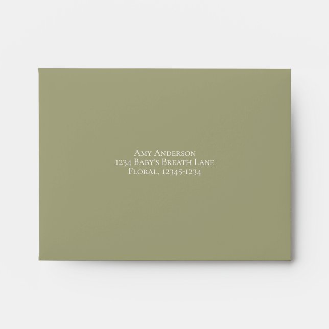 Wedding Simple Elegant Sage Greenery RSVP Envelope (Front)
