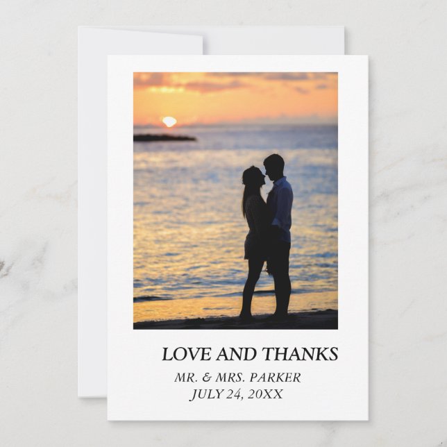 Wedding Simple Elegant Text and Image  Thank You Card (Front)