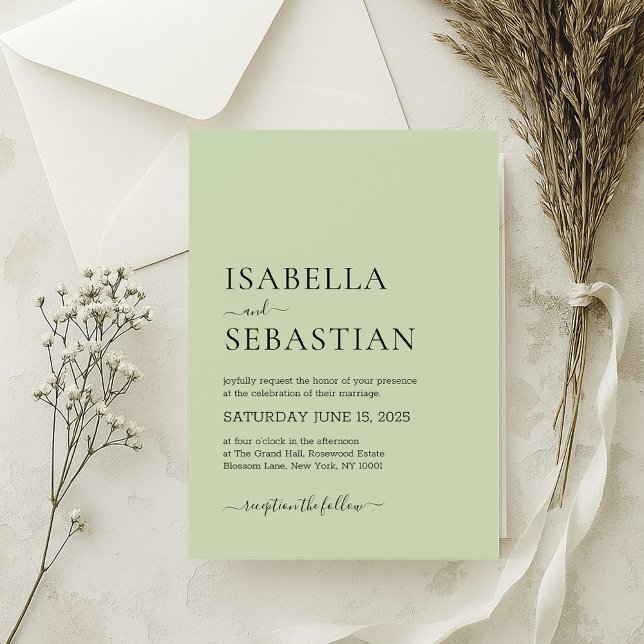 Wedding Simple Light Olive Invitation (Creator Uploaded)