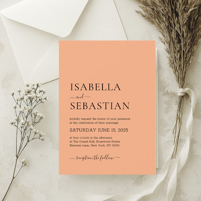 Wedding Simple Light Salmon Invitation (Creator Uploaded)