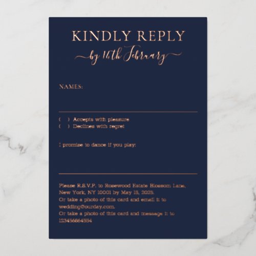 Wedding Simple Midnight Blue Navy Kindly Reply