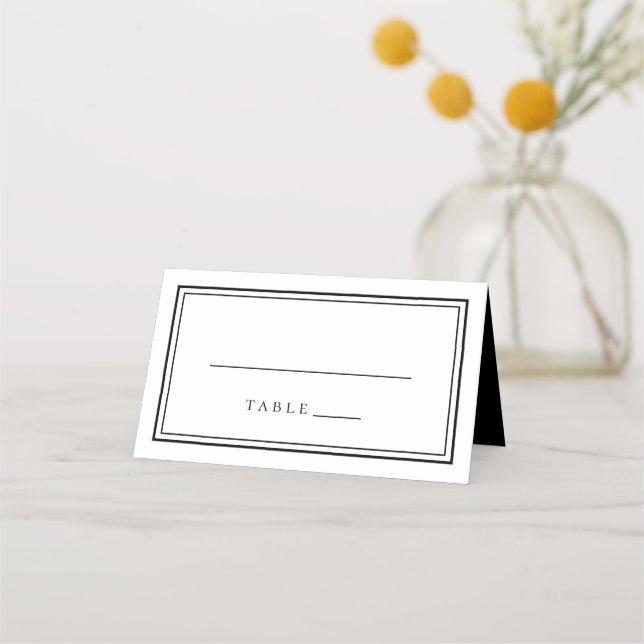 Wedding Simple Minimalist Chic Black & White Place Card (Front)