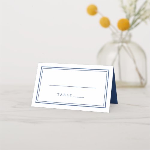 Wedding Simple Minimalist Chic Trendy Classic Blue Place Card