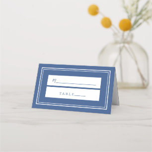 Wedding Simple Minimalist Classic Blue White Table Place Card