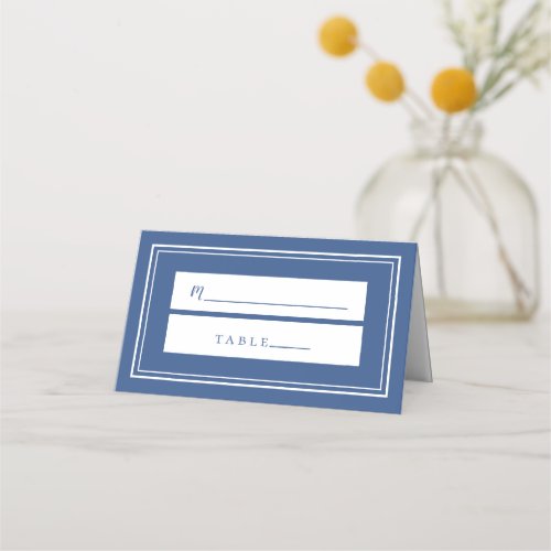 Wedding Simple Minimalist Classic Blue White Table Place Card