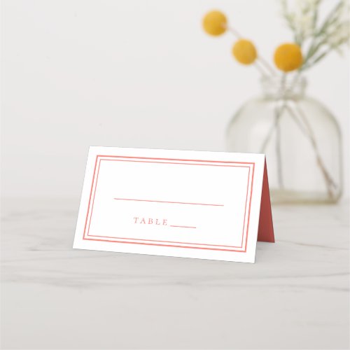 Wedding Simple Minimalist Modern Living Coral Place Card