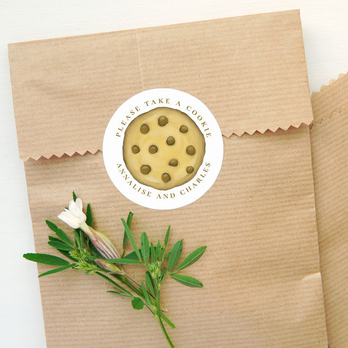 Wedding Simple Minimalist Please Take  a Cookie  Classic Round Sticker
