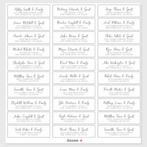 Wedding Simple Modern Chic Guest Names Address  Sticker