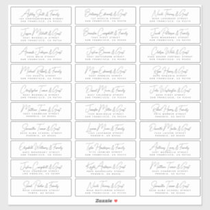 Wedding Simple Modern Chic Guest Names & Address Sticker