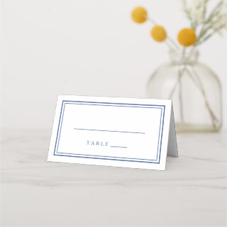 Wedding Simple Modern Classic Blue White Place Card
