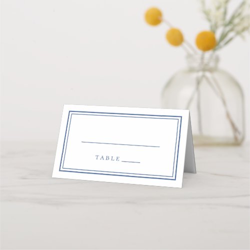 Wedding Simple Modern Classic Blue White Place Card